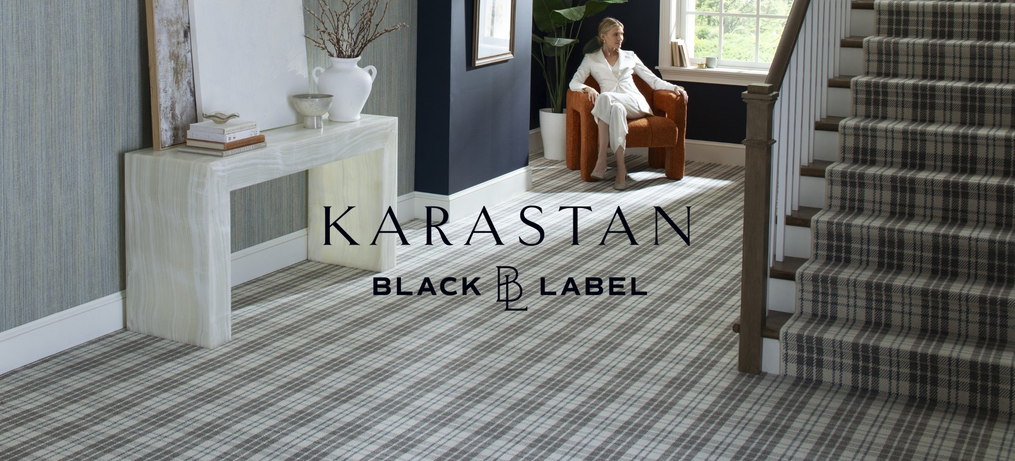 KARASTAN Black Label Ad featuring plaid patterned luxury carpet