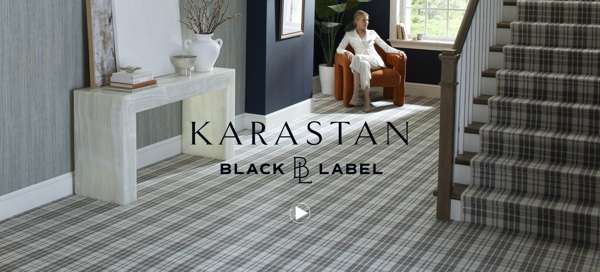 KARASTAN Black Label Ad featuring plaid patterned luxury carpet